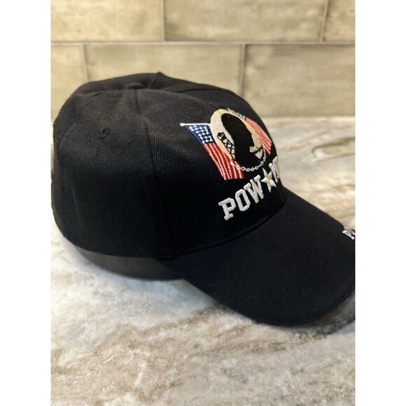 POW MIA BLACK ADJUSTABLE HAT PRISONER OF WAR MISSING IN ACTION CAP STRAPBACK - Picture 3 of 8